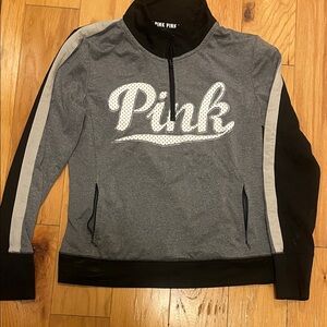 Victoria's Secret Gray and Black Pullover with White Logo